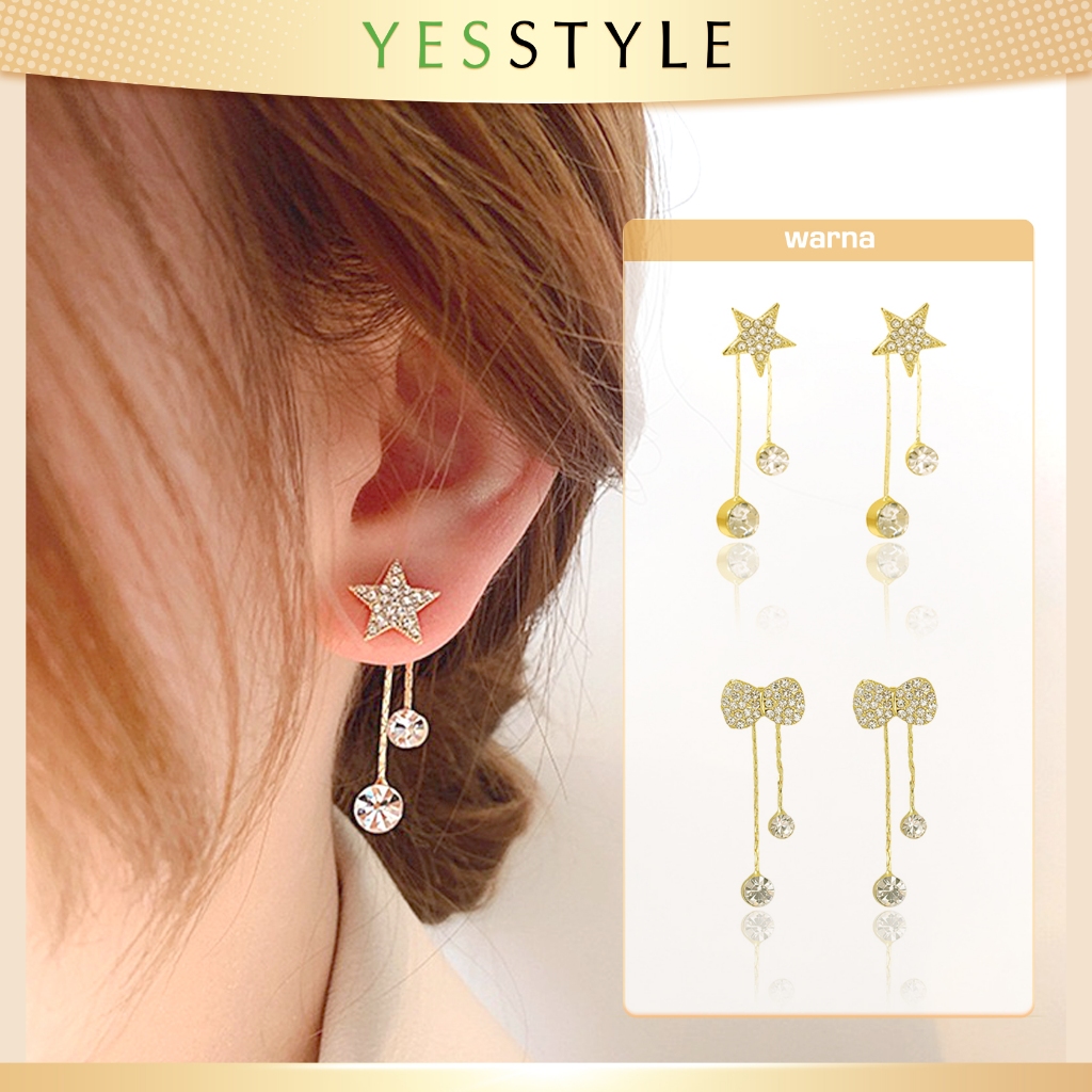 Yesstyle Anting Bintang Kristal Panjang Anting Star Bow Drop