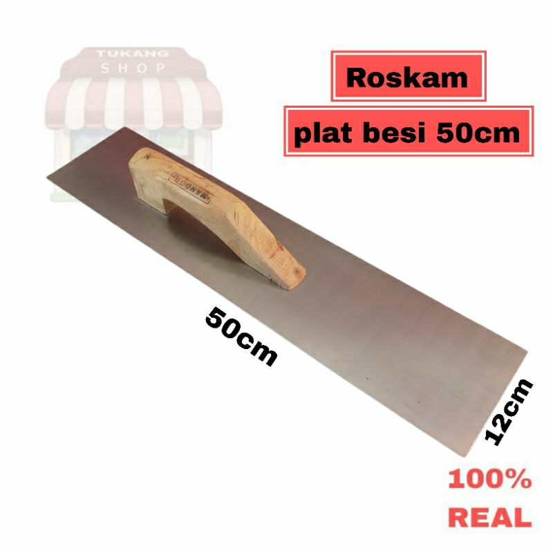 Roskam plat besi 50cm gosokan acian gagang kayu
