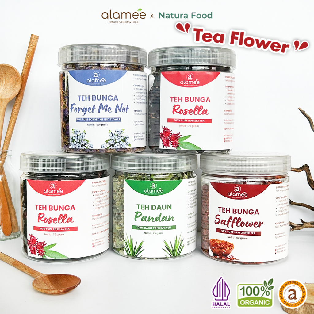 

ALAMEE Teh Hijau Green Tea Bunga Chamomile Flower Mawar Melati Lavender Peppermint Earl Grey Organik