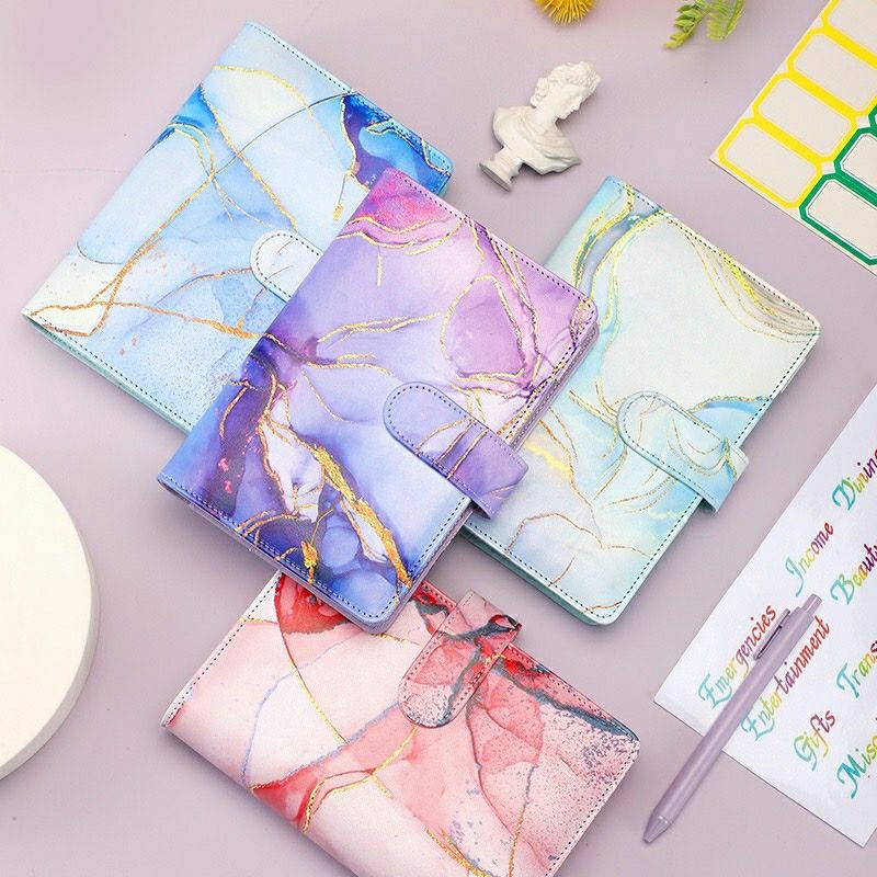 

Binder Kulit PU A6 Unicorn Marble Cover Tanpa Isian 6 Lubang Binder Aesthetic Marble Mewah
