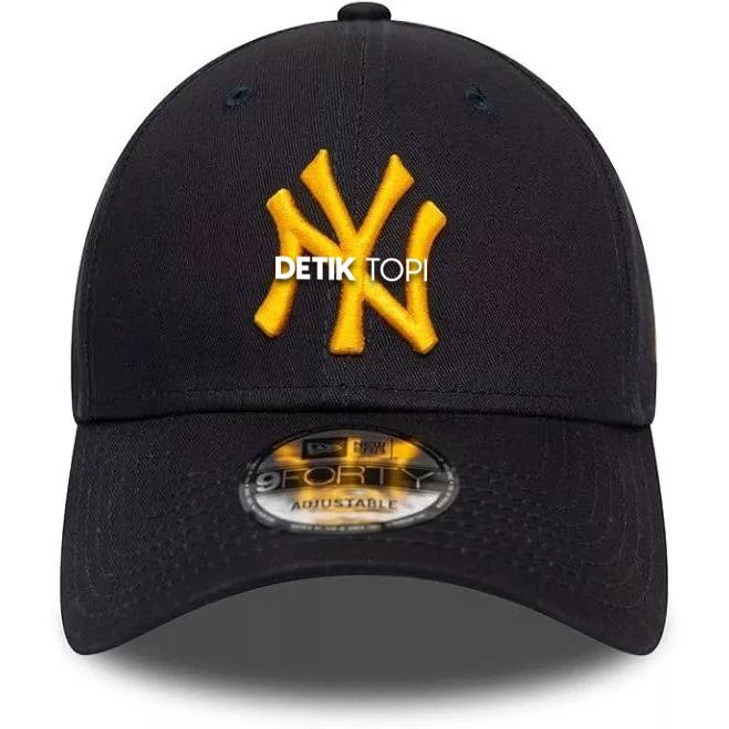 Topi NY New York Yankees Kancing Hitam Emas Baseball Cap Black Gold Bordir Curved