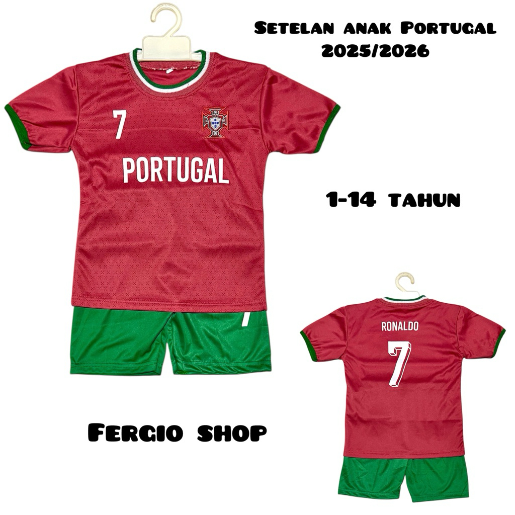 baju bola anak Portugal/ setelan bola anak Portugal/ kaos futsal anak/ jersey bola anak