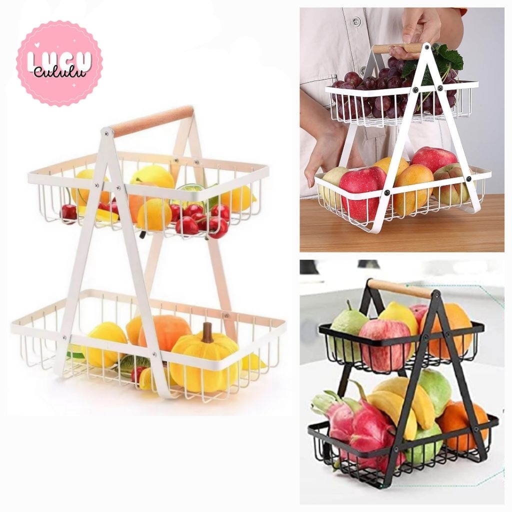 Rak Wadah Serbaguna 2 Tingkat Kokoh Lucu - Putih Hitam