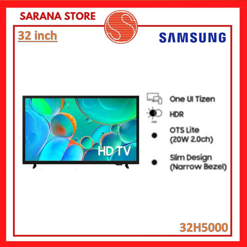 Samsung LED Smart TV 32 inch 32H5000 32" HD H5000 HDR | OTS Lite | One UI Tizen | Slim Design | UA32