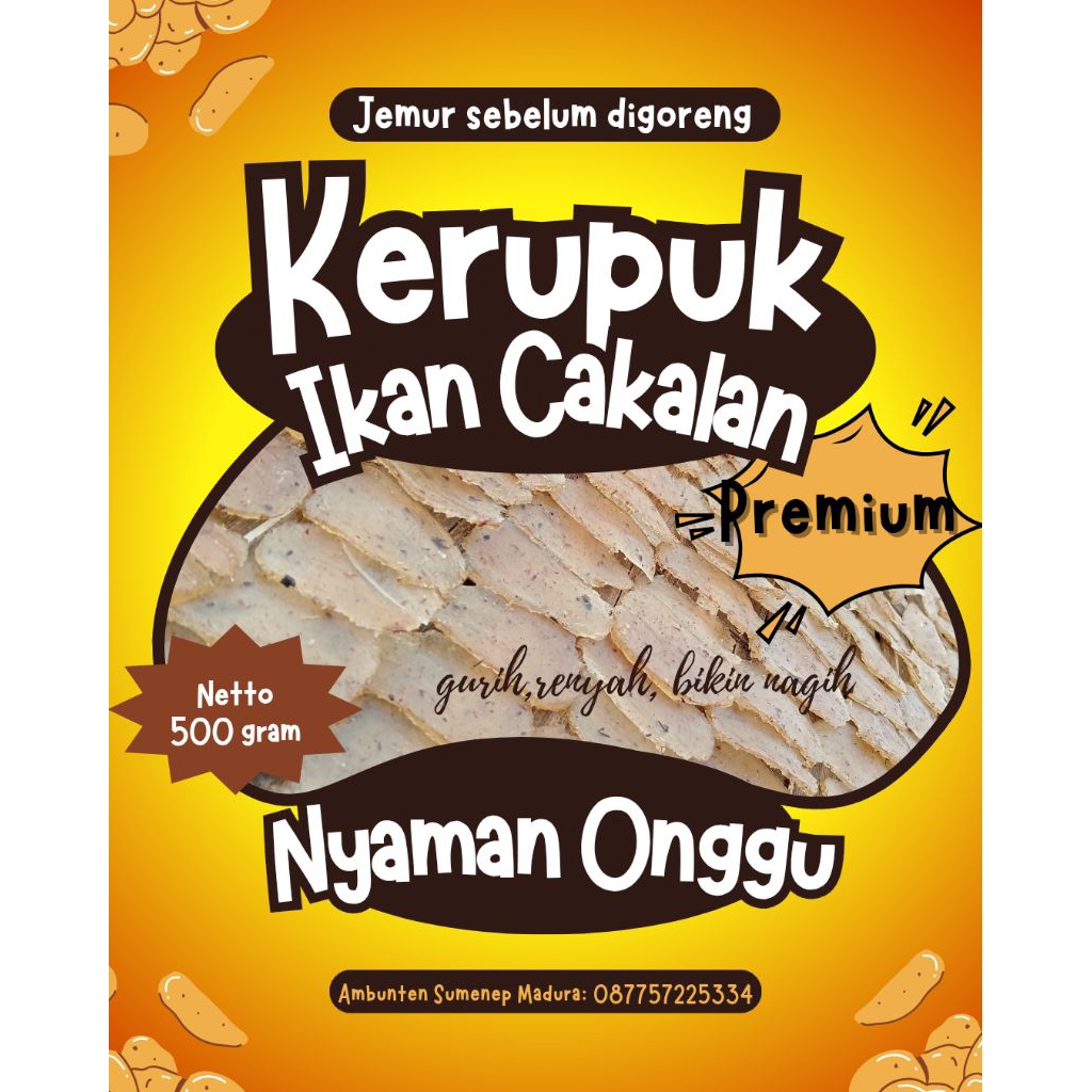 

KERUPUK MENTAH/KERUPUK IKAN CAKALAN/IKAN TONGKOL/KEMASAN 500 GRAM