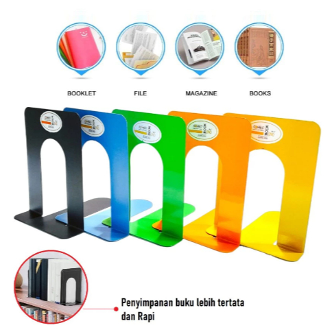 

1 Set Isi 2 Pcs Book End Stand/ Sandaran Penyangga Buku BT