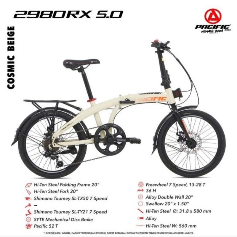 Sepeda Lipat Pacific 2980 RX 5.0 20Inch Rem Cakram