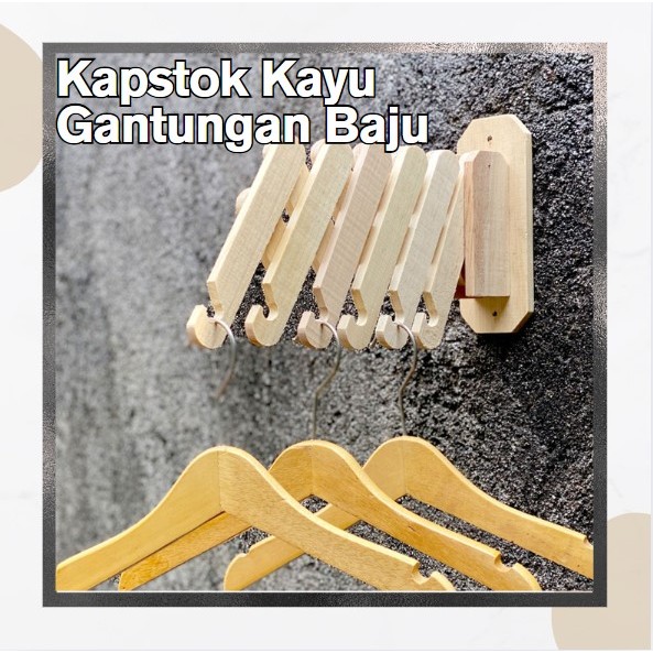 Kapstok Hanger Kayu Gantungan Baju Tarik/Kapstok Cantolan Baju Tempel