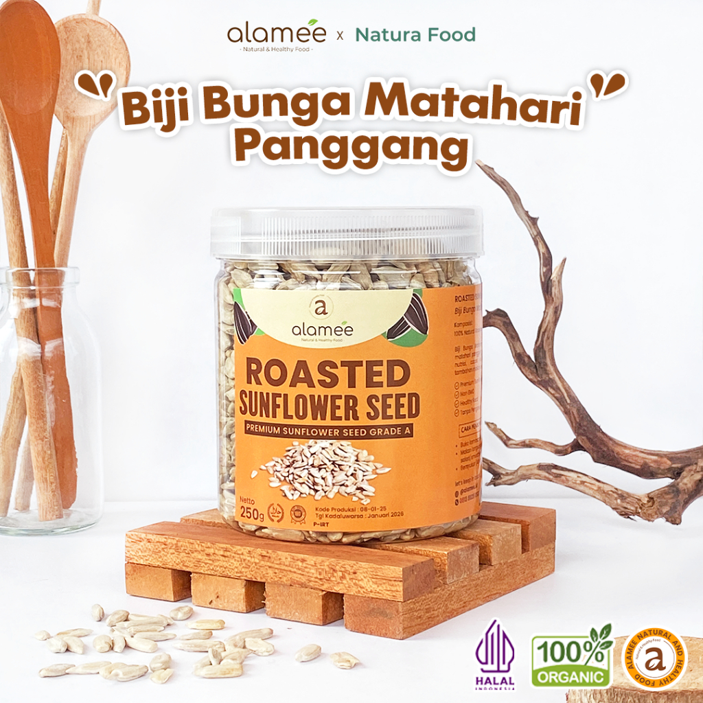 

ALAMEE Roasted Sunflower Seed Biji Bunga Matahari Kupas Oven Biji Kuaci Panggang PREMIUM 250gr