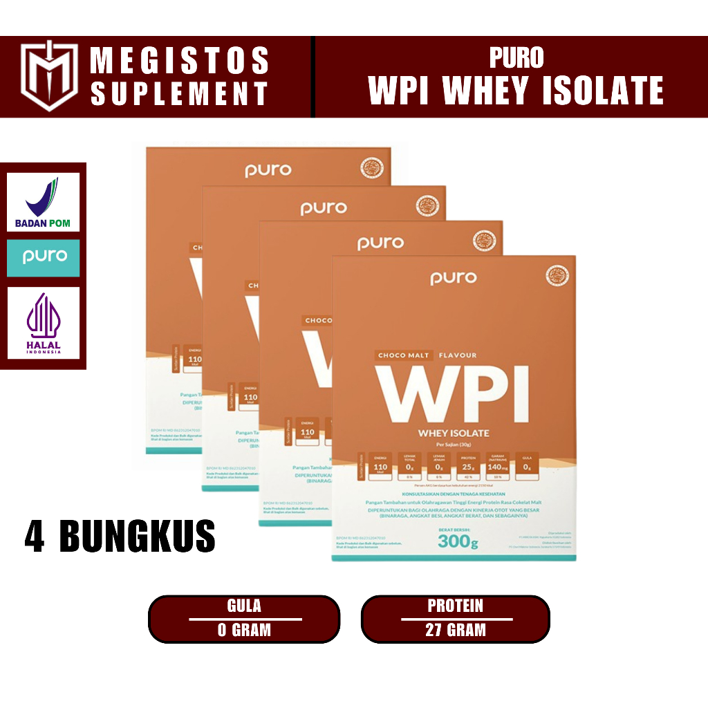 PURO ISOPRO WPI 94 (4 kotak) 90 WHEY ISOLATE 1.2kg