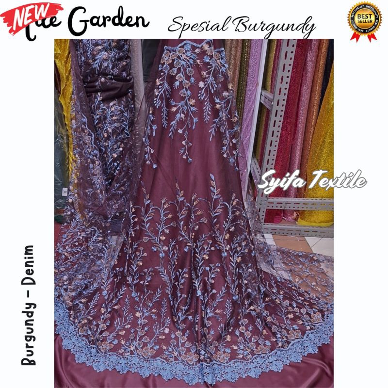 NEW PRODUK. Kain Brokat Premium Mewah / Kain Tile Garden (Burgundy Series) / Kain Tile Motif / Kain 