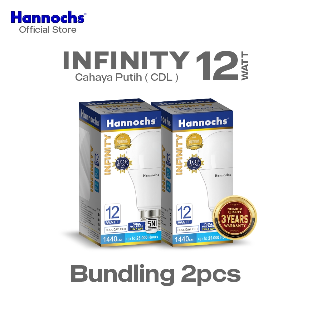 Hannochs Lampu LED Infinity 12 watt Cahaya Putih (Paket 2 PCS)