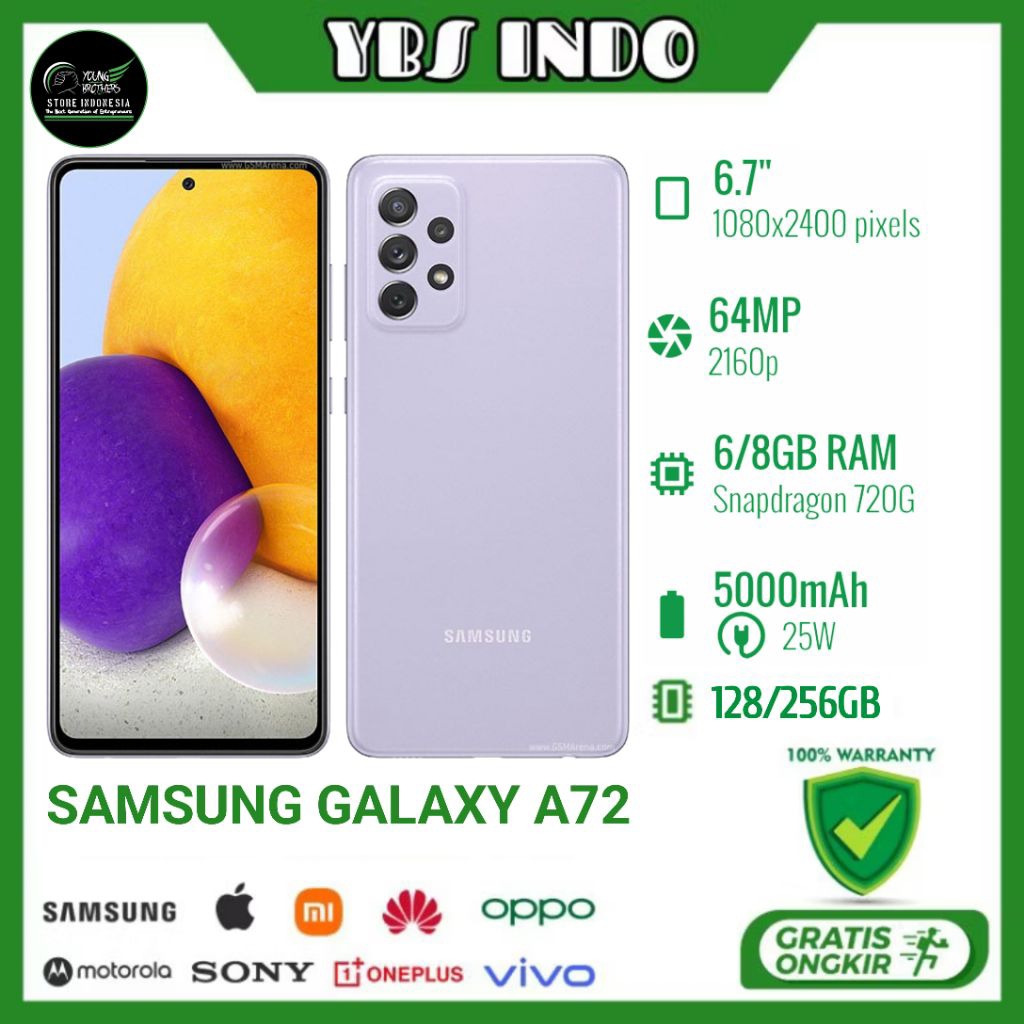 Samsung Galaxy A72 256GB Second | RAM 8GB | Snapdragon 720G | Kondisi Mulus | Garansi Toko