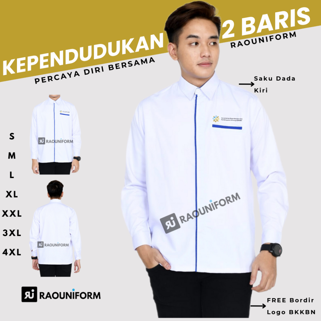 KEPENDUDUKAN 2 BARIS-Seragam BKKBN Kependudukan 2025/Baju dinas ASN putih/Baju BKKBN TERBARU 2025