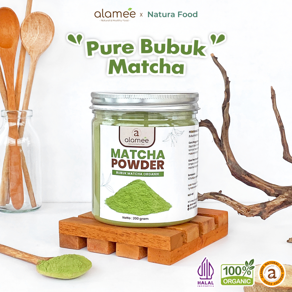 

ALAMEE Matcha Powder Minuman Teh Matcha Pure PREMIUM Macha Tea Powder Tanpa Campuran Gula 200gr