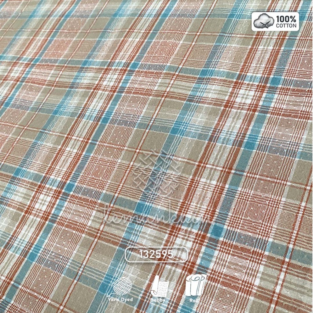 (50 CM) Kain Full Cotton Combed 30s Yarn Dyed Premium Motif Kotak-Kotak Temankain  132595 | 132550 |