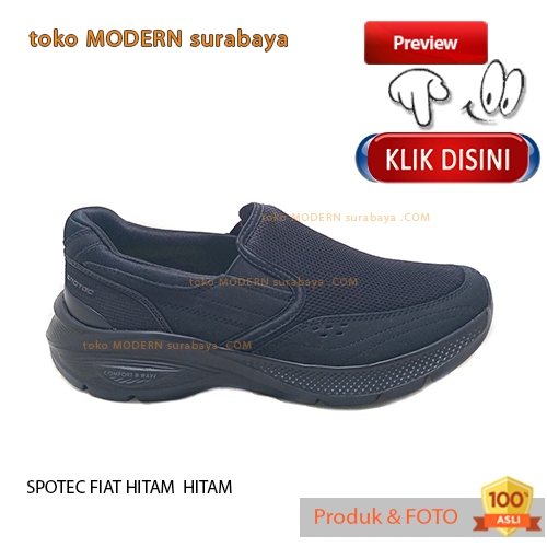 SIZE JUMBO Sepatu sneakers sekolah slip on tanpa tali Trendy SPOTEC FIAT B HITAM / HITAM