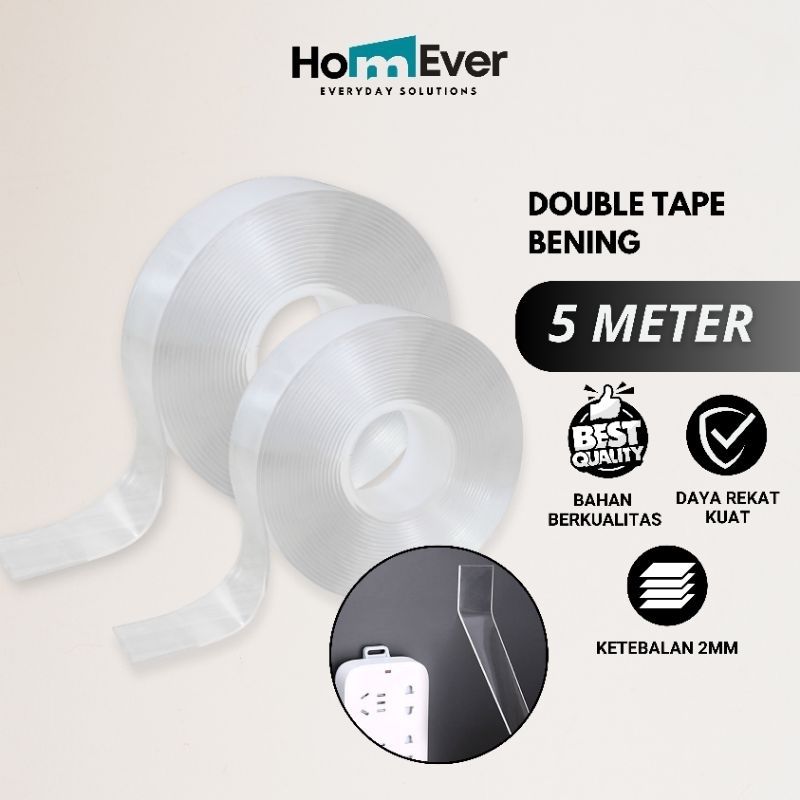 

Double Tape Nano / Selotip Isolasi Dua Sisi Bening 1/3/5 Meter (Tebal 1 & 2mm)
