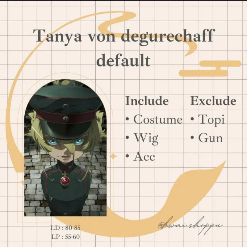 RENTAL COSPLAY TANYA VON DEGURECHAFF WAR YOUJO SENKI