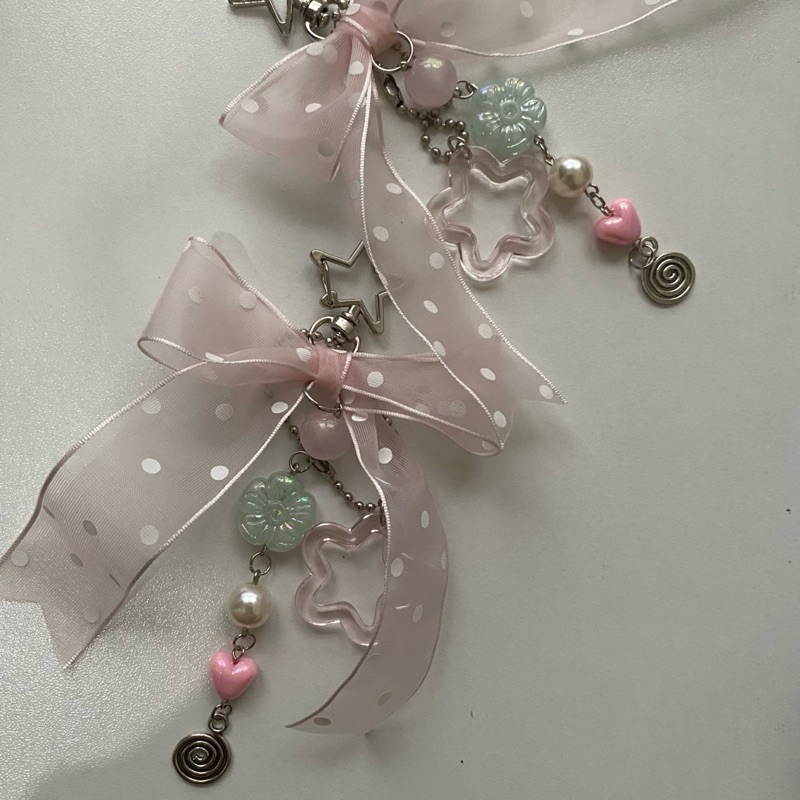 [imyourbeads] Gantungan tas/hp manik manik | Polka Pink