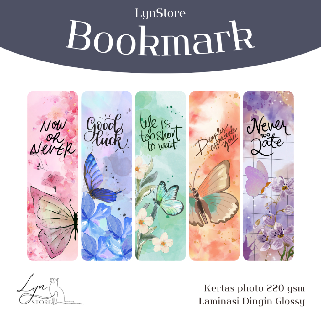

(LS_BM003) Pembatas Buku Gambar Butterfly Collection | Bookmark