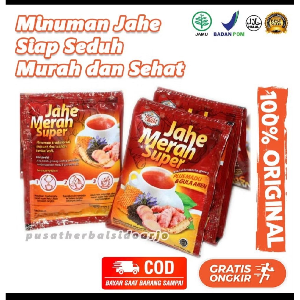 

Ratu Lebah Jahe Merah Plus Madu dan Gula Aren 1 Renceng 10 Sachet / Jahe merah amh sachet Jahe merah bubuk murni