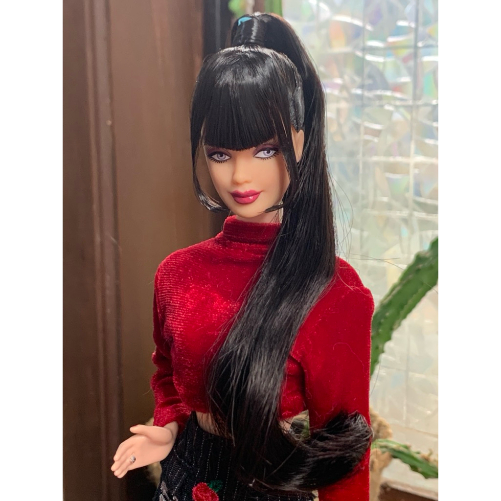 wig barbie reroot barbie rambut barbie kepala barbie ponytail black