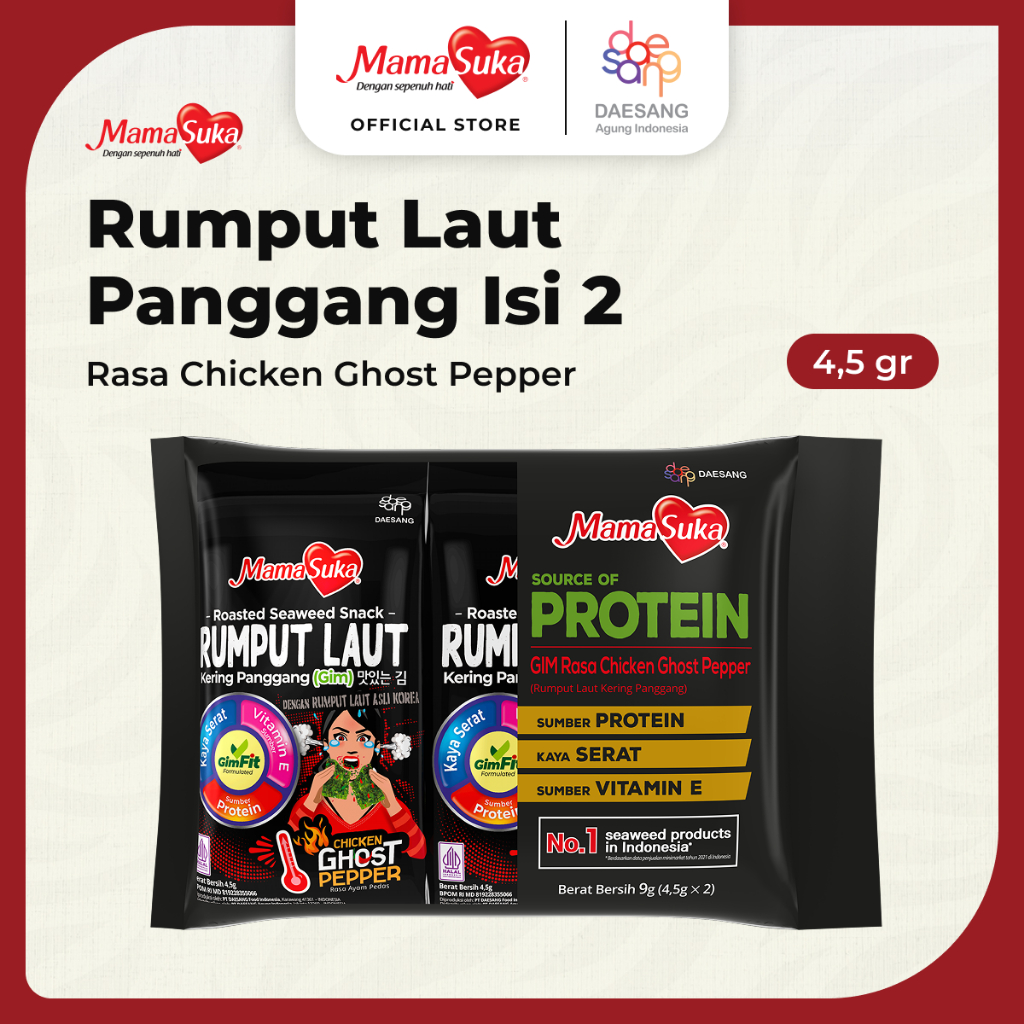 

MamaSuka - Rumput Laut Panggang Ghost Pepper Isi 2 4,5 gr
