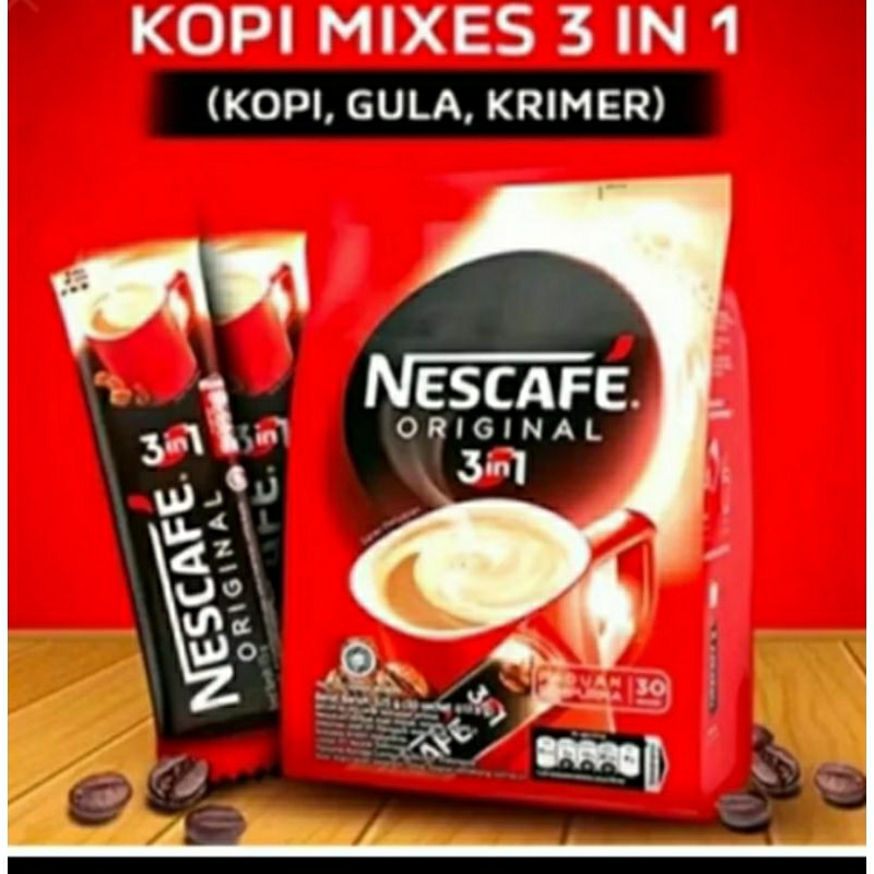 

Kopi Nescafe 3In1 Instan Pack is 30 Sachet Kopi kemasan