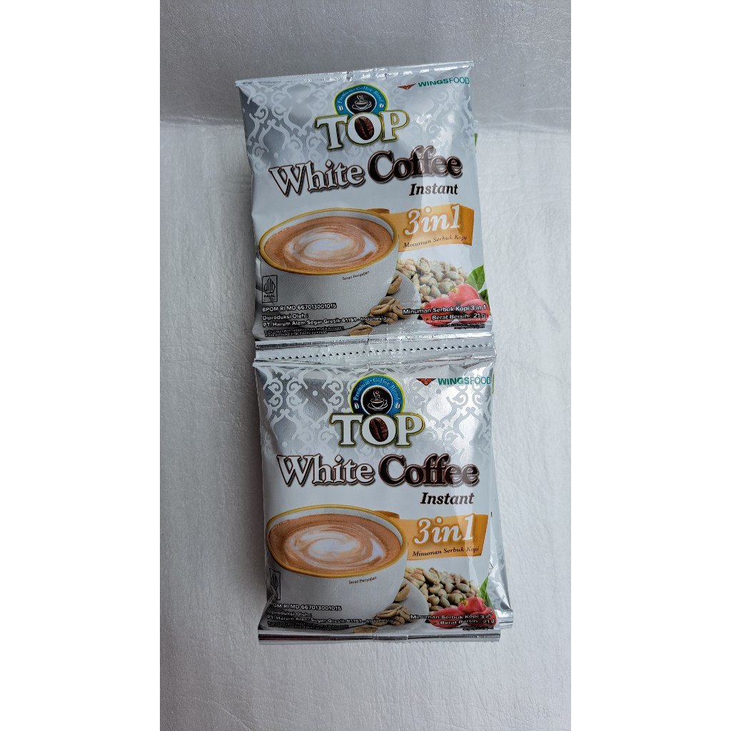 

2 Sachet - TOP White Coffee Instant 3in1 Minuman Serbuk Kopi