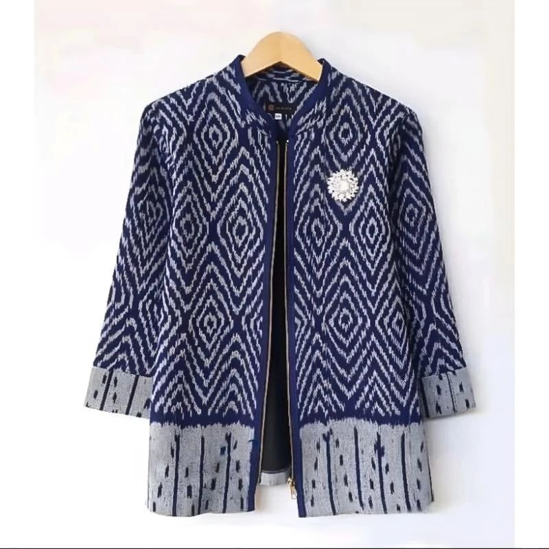 blazer tenun wanita - outer tenun - baju tenun blazer