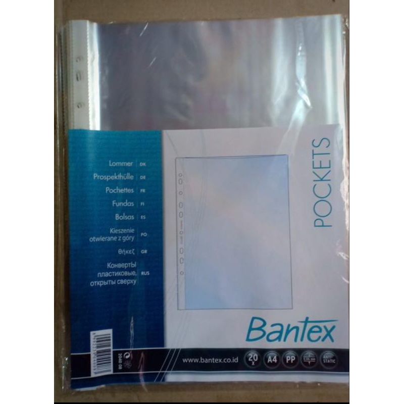 

pp pocket bantex A4 2040 sheet protector bantex 20 lembar