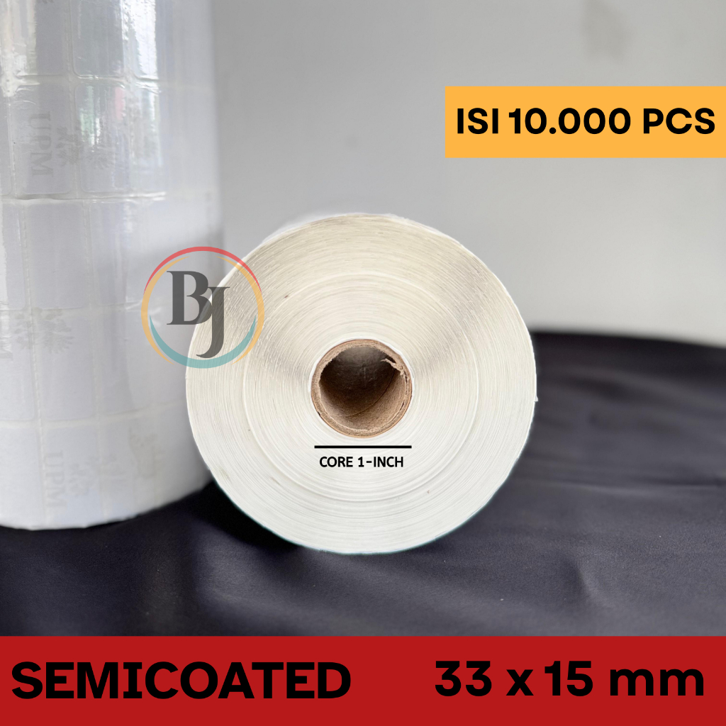 

Label Stiker Barcode Semicoated 33x15 (1LINE) Kertas Stiker Label Barcode Semicoated Isi 10.000