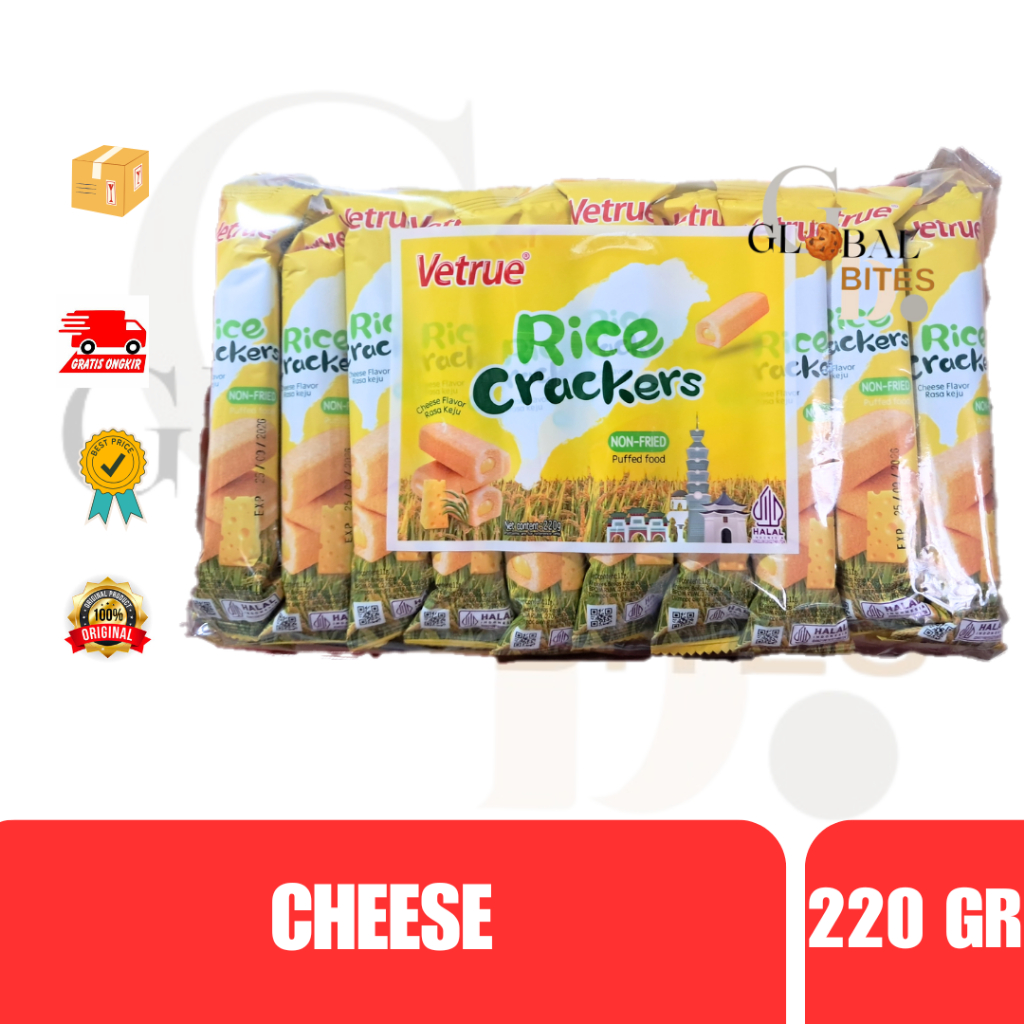 

Vetrue Rice Cracker Taiwan 220gr Vegetables Cheese Kerupuk Beras rasa Sayur dan Keju 220gr