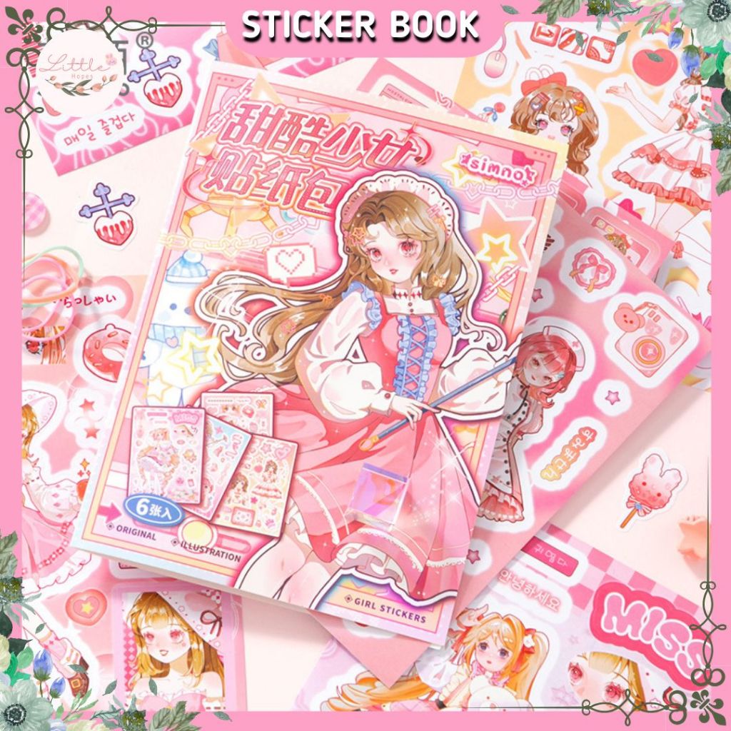 

BUKU Sticker Material Sweet Cool Girl Handbook Kartun Journal Diary Cute PET COD Viral