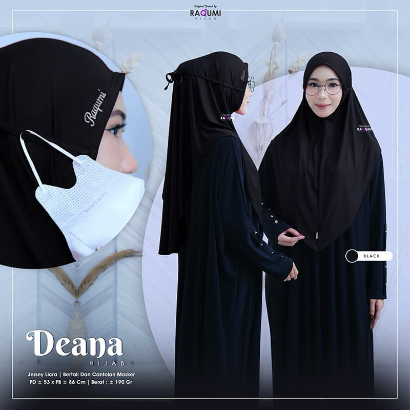 Deana Hijab Tali Cantol Masker Original Raqumi Jilbab Jersey Licra