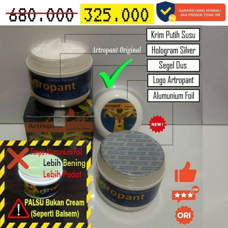 Promo Artropant Cream Original ® Asli Krim Herbal U/ Sendi Lutut Tulang Otot Rematik BPOM Alami