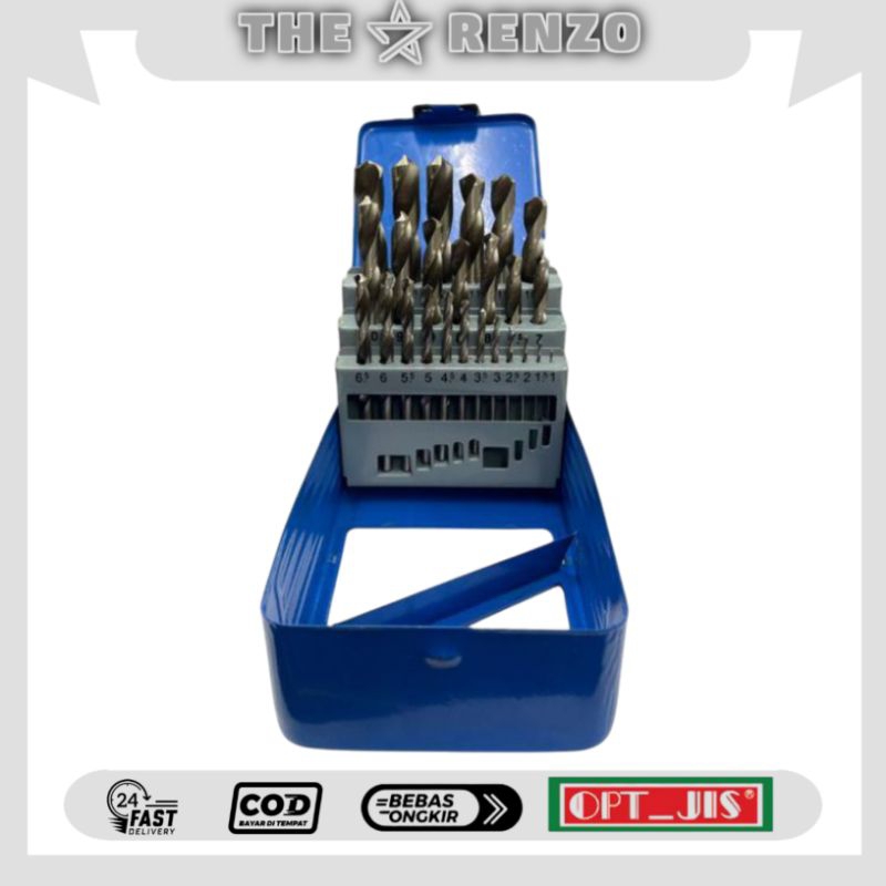 OPT SET MATA BOR BESI HSS Straight Shank Drill 1-13mm 25pcs Mata Bor Metal Fleksibel untuk Berbagai 