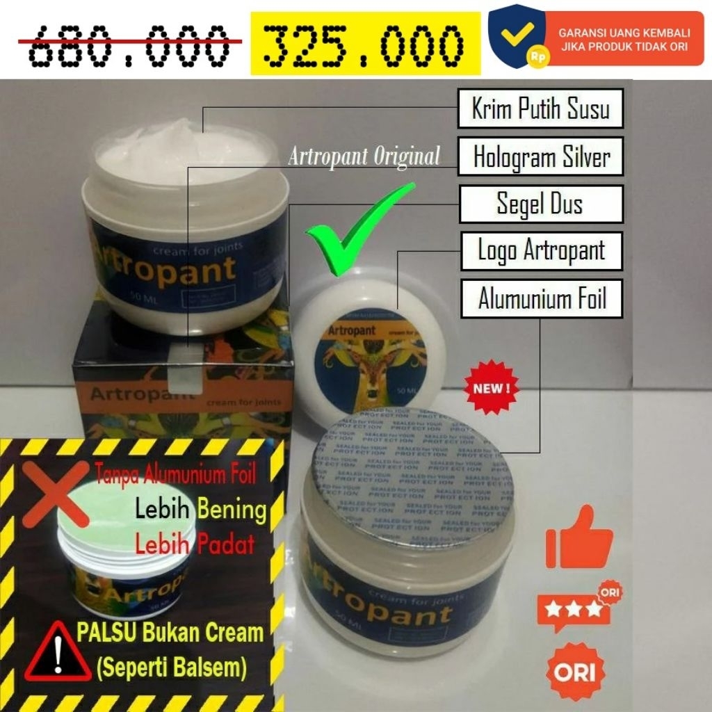 Artropant Cream Original 100% Asli Krim Herbal Untuk Sendi Lutut Tulang Otot Rematik BPOM Alami Obat