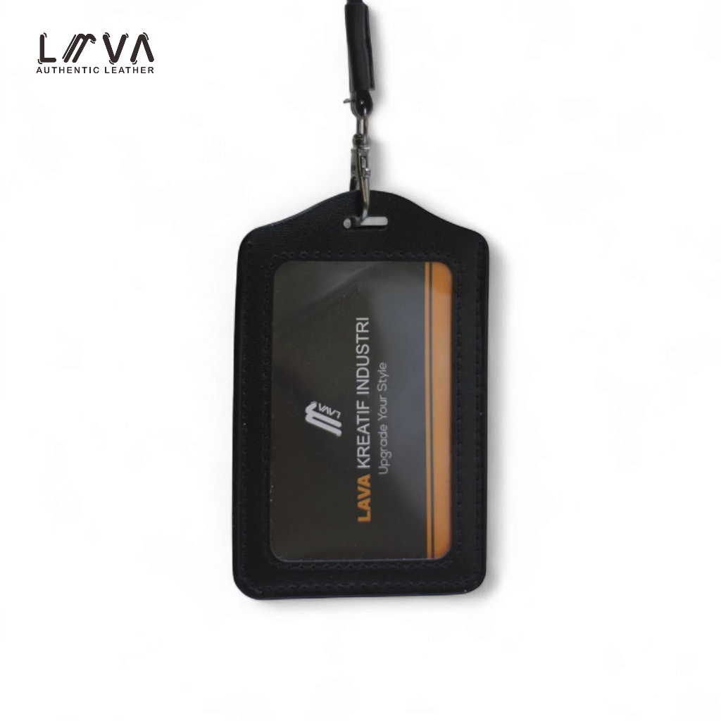 

Name Tag Card Holder ID Card Lanyard Lava Leather Kartu Nama Bonus Pembelian