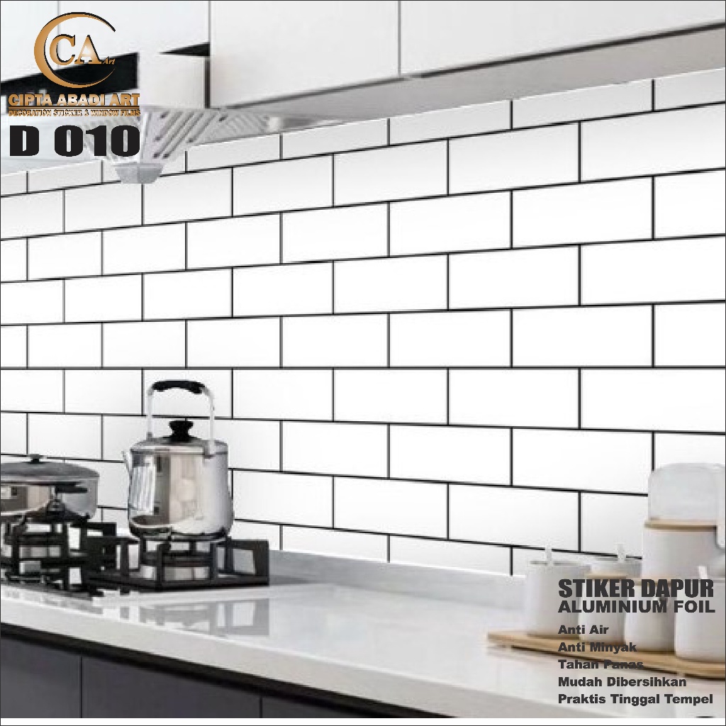 Wallpaper Dapur Stiker Dinding Dapur Meja Lemari Kayu Anti Air Minyak dan Panas Aluminium Foil Bahan