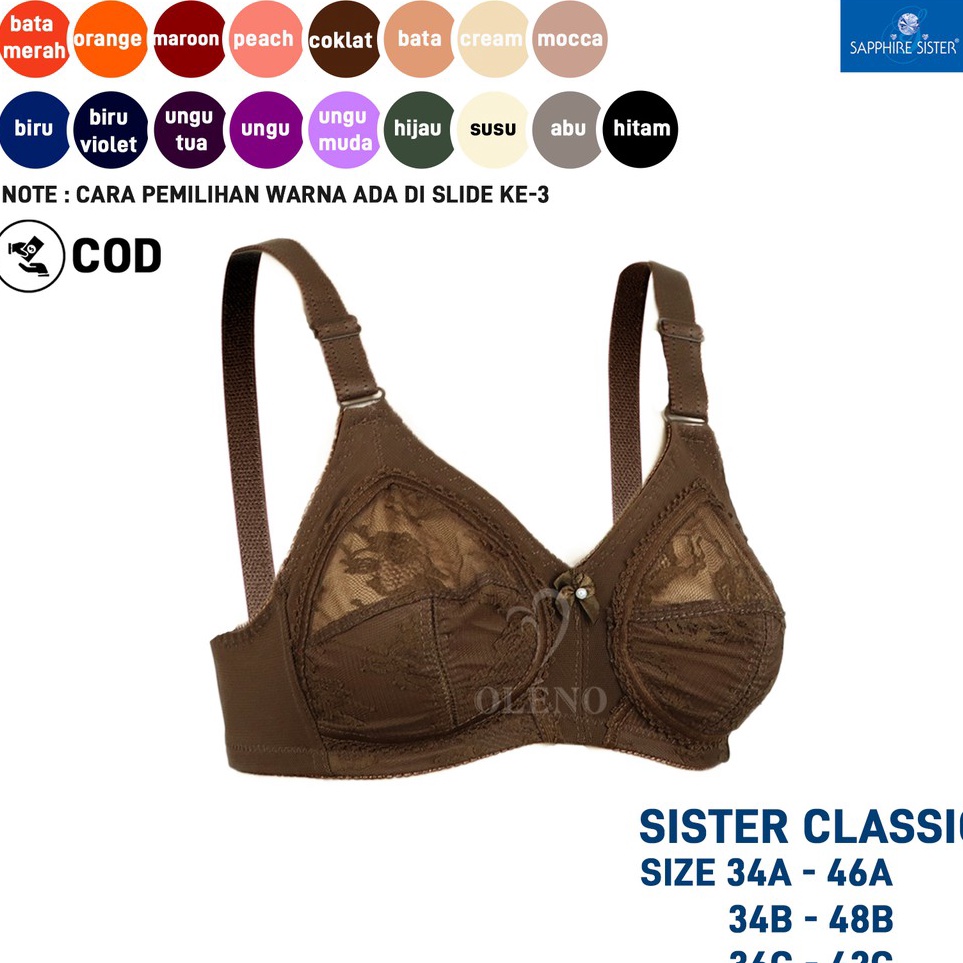 KODE X68B Sapphire Sister Original Bra Tanpa Kawat Tanpa Busa  Cup A B  C  BH Sister
