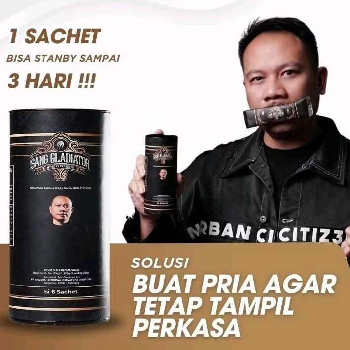 

KOPI SANG GLADIATOR COFFEE BY Vicky Prasetyo Original 1 Box Isi 6 Sachet