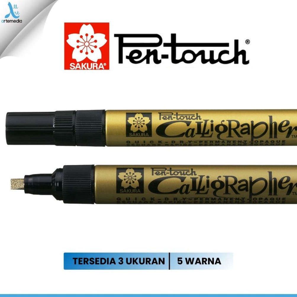 

KODE A49Y Sakura Pen Touch Paint Marker Pigment Color Spidol Permanen Marker Kaligrafi Emas Perak Putih