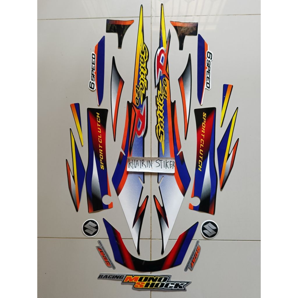 striping stiker satria 120 r lumba 1999 merah hitam
