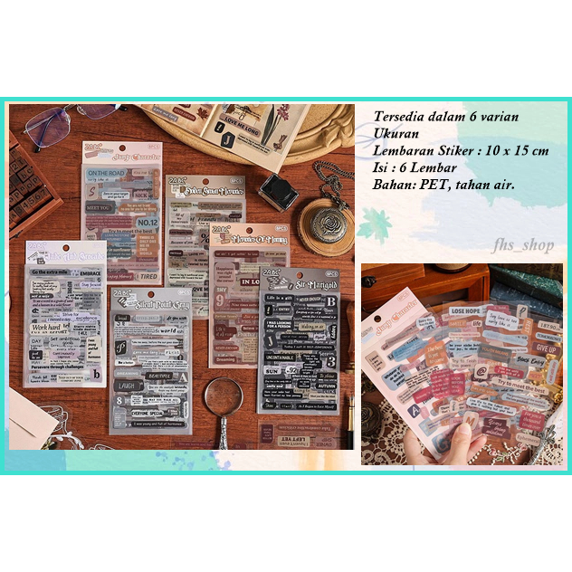 

6 Lembar Stiker Aesthetic Buku Diary Sticker Aesthetic Scrapbook Stiker Deco Stiker Lucu Quotes Day