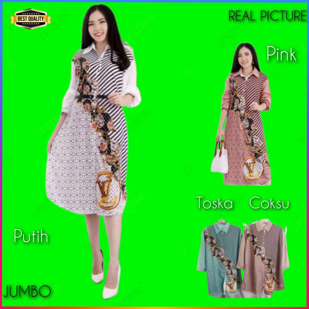 Baju Gaun Jumbo Wanita Avatera Dress Jumbo LD 120 Natal Korea Pesta Putih