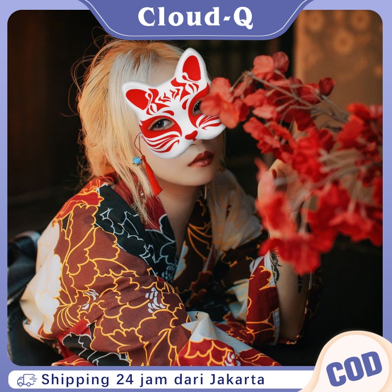 Topeng Cosplay Festival Mask Jepang Kitsune Mask Cosplay Ninja Kucing Mask Rubah