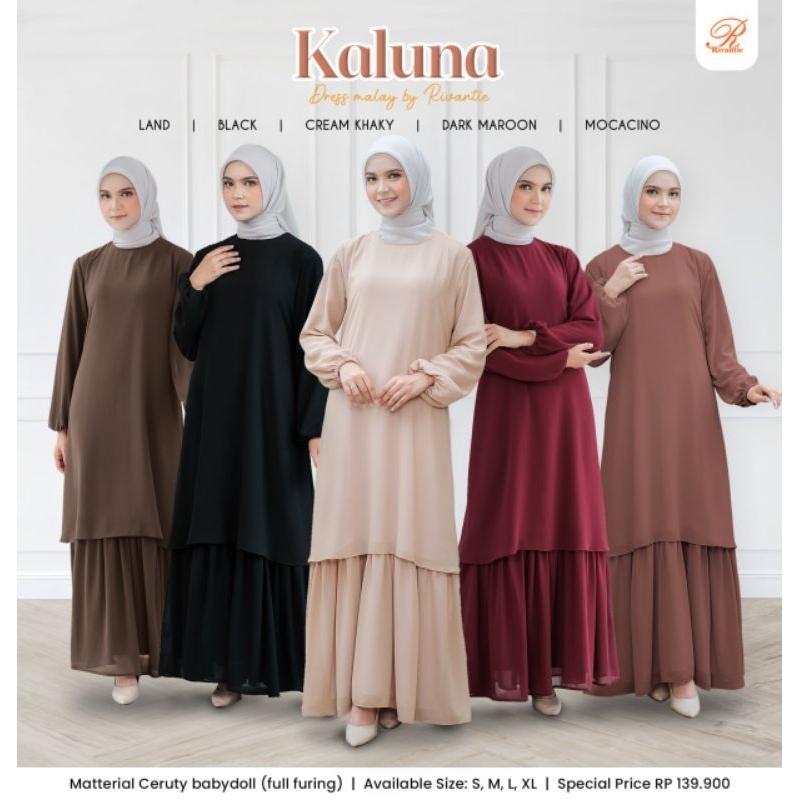 Gamis Malay ceruty Kaluna dress by Rivantie