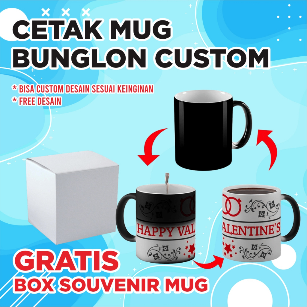 Cetak Mug Bunglon Custom Murah / Mug Bunglon Magic Custom / Mug Magic Bisa Berubah Warna